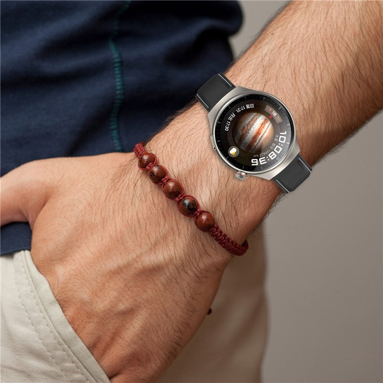 For Huawei Watch Buds / Watch 4 Pro / Watch 3 Pro Genuine Cow Leather Watch Strap 22mm Folding Buckle Wristband - Brown