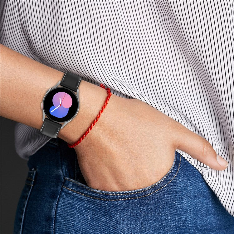 Watch Strap for Samsung Galaxy Watch3 45mm / Watch 46mm / Huawei Watch 4 , 22mm Genuine Cow Leather Band with Folding Buckle - Orange
