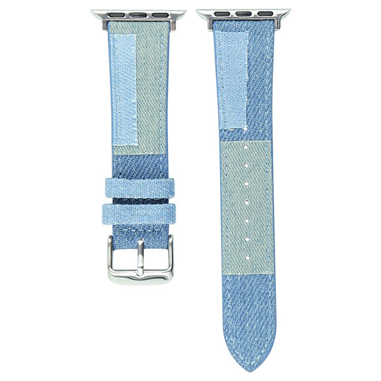 For Apple Watch Series 10 46mm / Ultra 2 Ultra 49mm / Series 9 8 7 45mm / 6 5 4 SE (2023) SE (2022) SE 44mm / 3 2 1 42mm Watch Band Jeans Style Canvas Watch Strap - Baby Blue