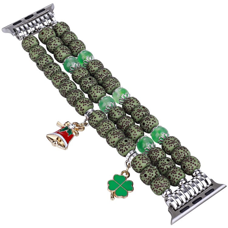 Beaded Bracelet for Apple Watch Series 10 42mm / 9 8 7 41mm / SE (2023) SE (2022) SE 6 5 4 40mm / 3 2 1 38mm Color Bodhi-Shape Watch Band - Green