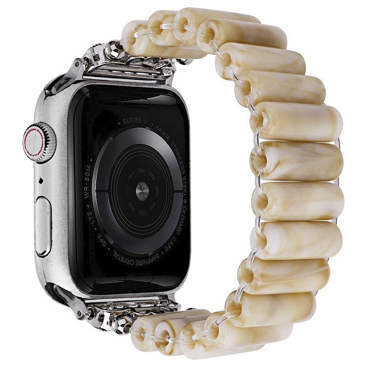 Watch Band for Apple Watch Series 10 42mm / 9 8 7 41mm / SE (2023) SE (2022) SE 6 5 4 40mm / 3 2 1 38mm Tube Bead Resin Strap - Starlight