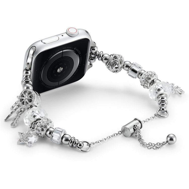 Beaded Bracelet Band for Apple Watch Series 10 42mm / 9 8 7 41mm / SE (2023) SE (2022) SE 6 5 4 40mm / 3 2 1 38mm Jewelry Watch Strap - Silver / Dream Catcher