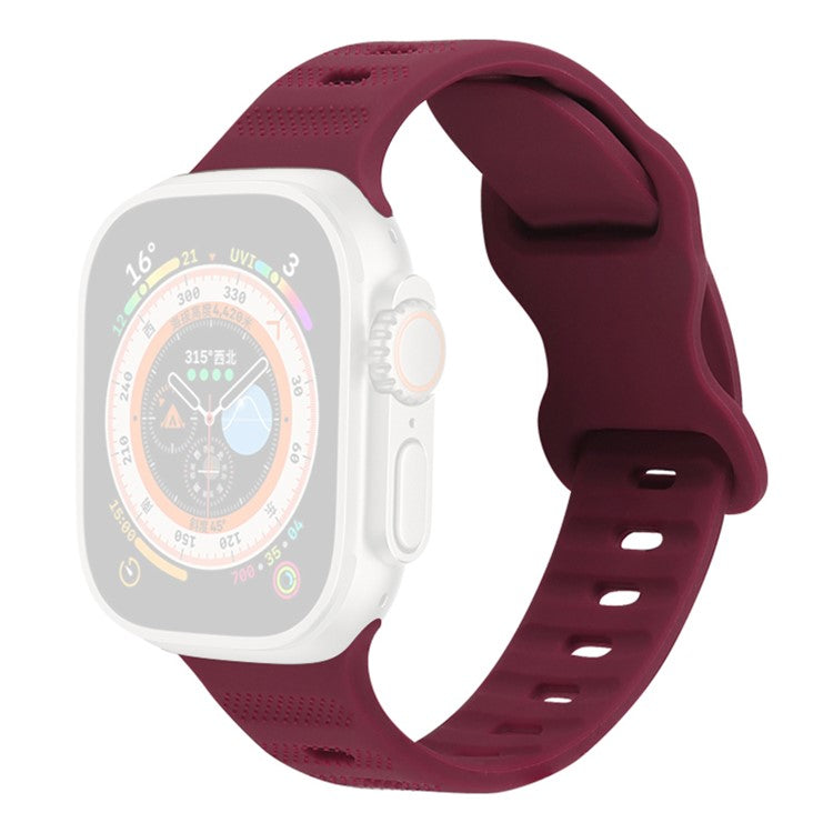 Watch Strap for Apple Watch Series 10 42mm / 9 8 7 41mm / SE (2023) SE (2022) SE 6 5 4 40mm / 3 2 1 38mm Silicone Watch Band Butterfly Buckle Wrist Strap - Wind Red