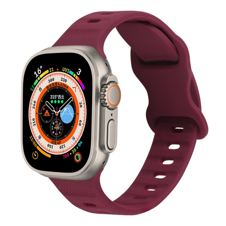Watch Strap for Apple Watch Series 10 42mm / 9 8 7 41mm / SE (2023) SE (2022) SE 6 5 4 40mm / 3 2 1 38mm Silicone Watch Band Butterfly Buckle Wrist Strap - Wind Red