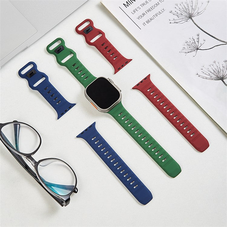 Watch Strap for Apple Watch Series 10 42mm / 9 8 7 41mm / SE (2023) SE (2022) SE 6 5 4 40mm / 3 2 1 38mm Silicone Watch Band Butterfly Buckle Wrist Strap - Wind Red