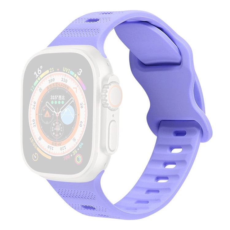 Watch Strap for Apple Watch Series 10 42mm / 9 8 7 41mm / SE (2023) SE (2022) SE 6 5 4 40mm / 3 2 1 38mm Silicone Watch Band Butterfly Buckle Wrist Strap - Purple