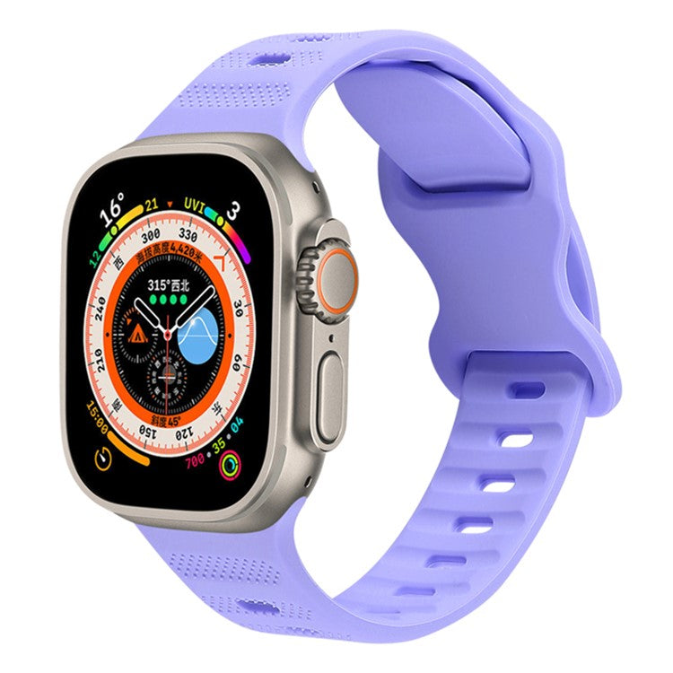 Watch Strap for Apple Watch Series 10 42mm / 9 8 7 41mm / SE (2023) SE (2022) SE 6 5 4 40mm / 3 2 1 38mm Silicone Watch Band Butterfly Buckle Wrist Strap - Purple