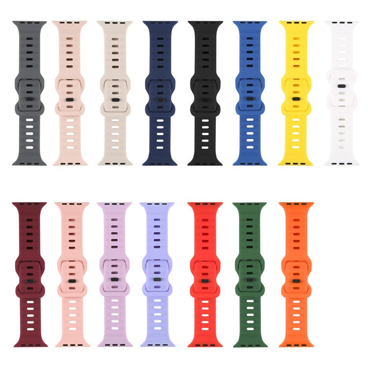 Watch Strap for Apple Watch Series 10 42mm / 9 8 7 41mm / SE (2023) SE (2022) SE 6 5 4 40mm / 3 2 1 38mm Silicone Watch Band Butterfly Buckle Wrist Strap - Purple