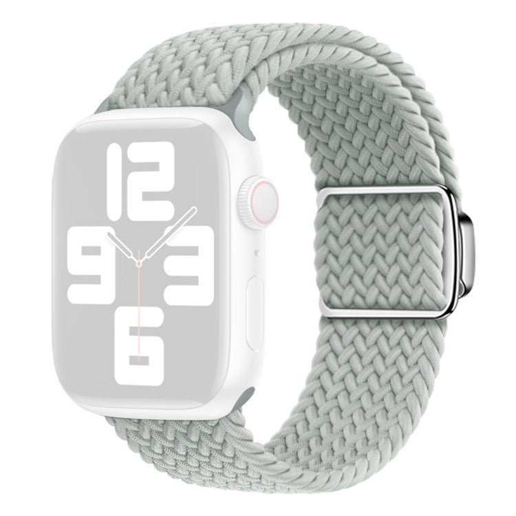 For Apple Watch Series 10 46mm / Ultra 2 Ultra 49mm / Series 9 8 7 45mm / 6 5 4 SE (2023) SE (2022) SE 44mm / 3 2 1 42mm Nylon Braided Watch Band Magnetic Buckle Wrist Strap - Light Grey