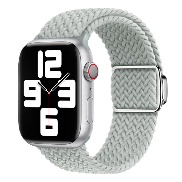 For Apple Watch Series 10 46mm / Ultra 2 Ultra 49mm / Series 9 8 7 45mm / 6 5 4 SE (2023) SE (2022) SE 44mm / 3 2 1 42mm Nylon Braided Watch Band Magnetic Buckle Wrist Strap - Light Grey