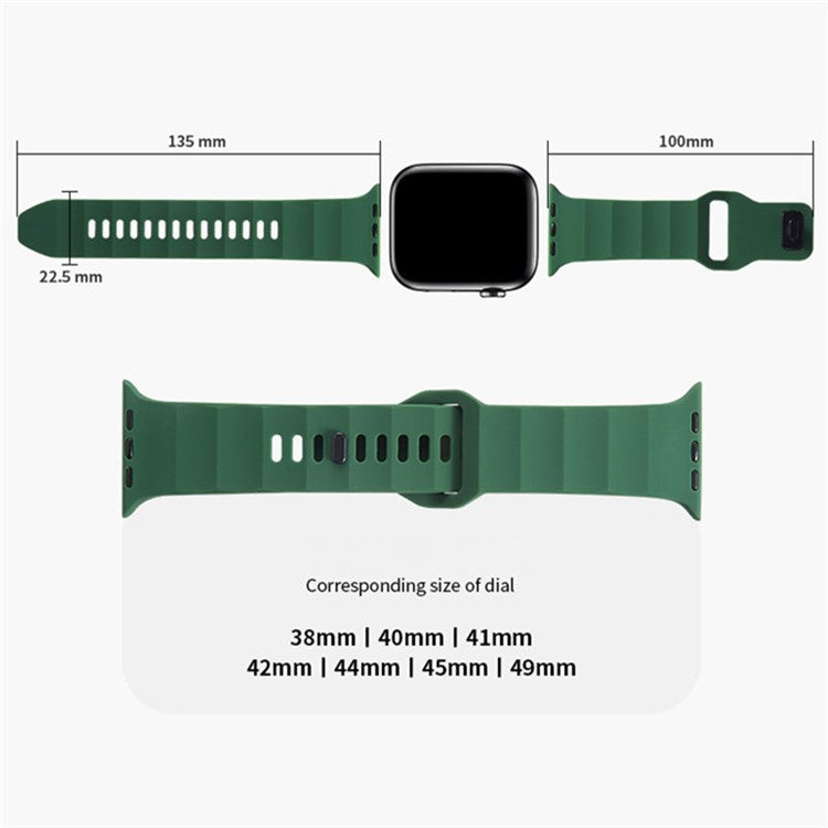 For Apple Watch Series 10 46mm / Ultra 2 Ultra 49mm / Series 9 8 7 45mm / 6 5 4 SE (2023) SE (2022) SE 44mm / 3 2 1 42mm Silicone Watch Band Wavy Square Buckle Watch Strap - Red
