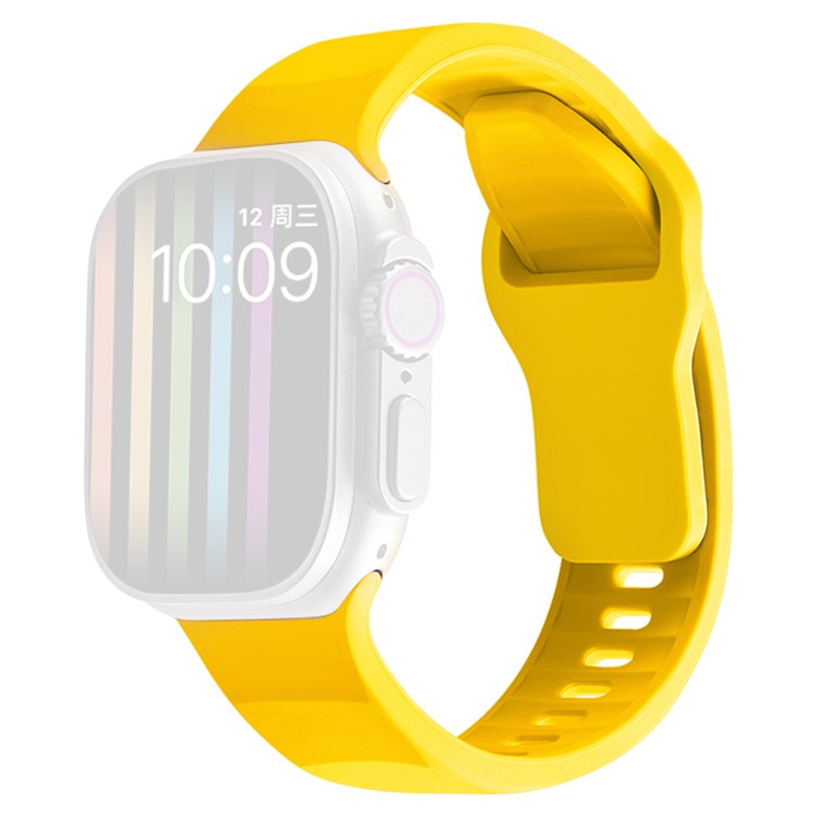 Watch Strap for Apple Watch Series 10 42mm / 9 8 7 41mm / SE (2023) SE (2022) SE 6 5 4 40mm / 3 2 1 38mm Silicone Watchband Wavy Watch Strap with Square Buckle - Yellow