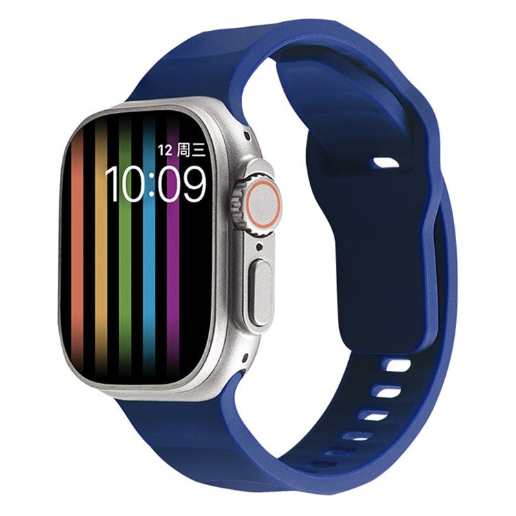 Watch Strap for Apple Watch Series 10 42mm / 9 8 7 41mm / SE (2023) SE (2022) SE 6 5 4 40mm / 3 2 1 38mm Silicone Watchband Wavy Watch Strap with Square Buckle - Midnight Blue