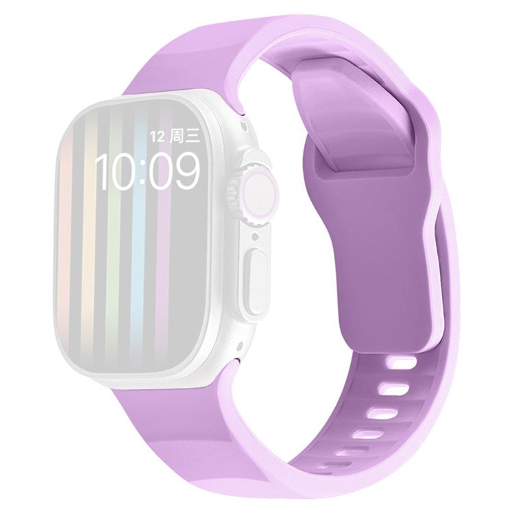 Watch Strap for Apple Watch Series 10 42mm / 9 8 7 41mm / SE (2023) SE (2022) SE 6 5 4 40mm / 3 2 1 38mm Silicone Watchband Wavy Watch Strap with Square Buckle - Lavender