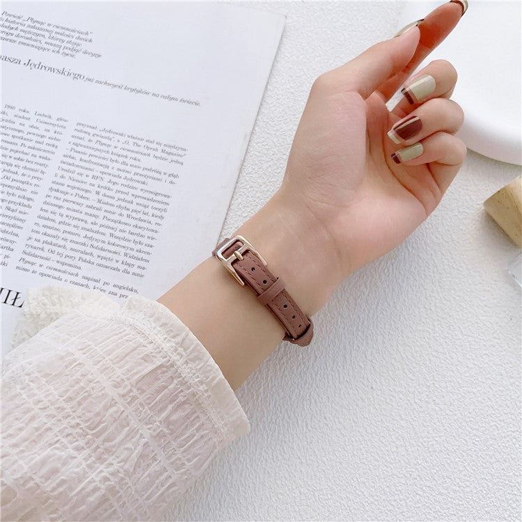 Watch Strap for Apple Watch Series 10 42mm / 9 8 7 41mm / SE (2023) SE (2022) SE 6 5 4 40mm / 3 2 1 38mm Slim Watchband Genuine Cow Leather Watch Strap - Black