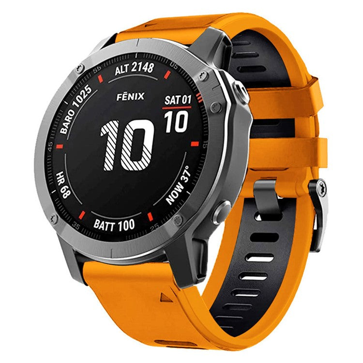 Dual-color Watch Band for Garmin Fenix 7 / Forerunner 965 / 955 / 945 / 935 , Smooth Silicone Soft Strap - Orange+Black