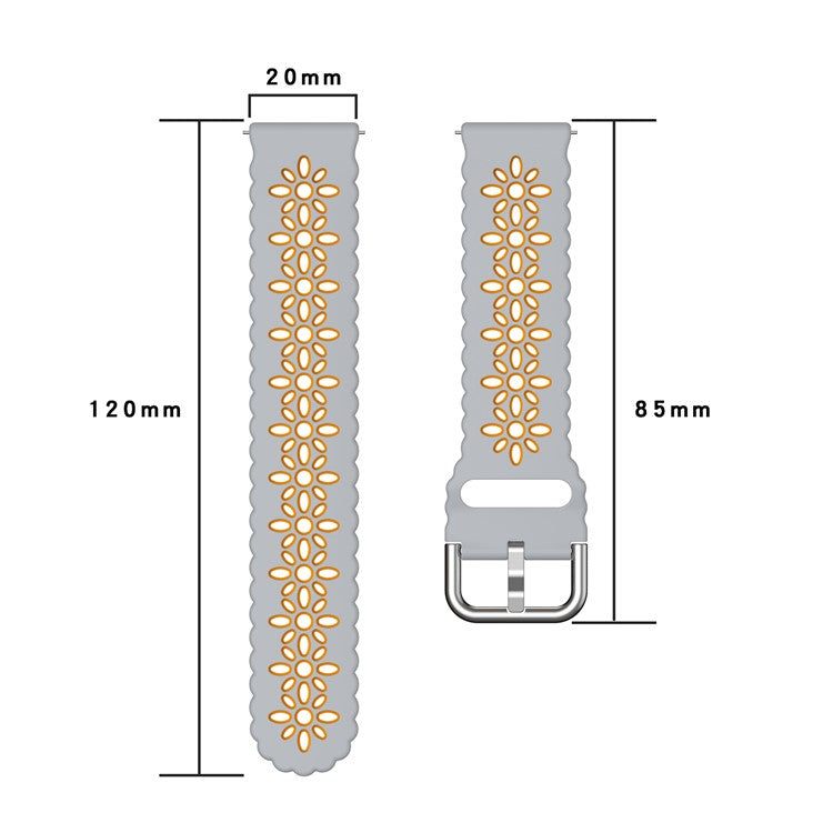 For Garmin Vivomove 3S / Samsung Gear Sport / Huawei Watch GT 2 42mm Silicone Watchband 20mm Flower Hollow Dual Color Watch Strap - White / Pink