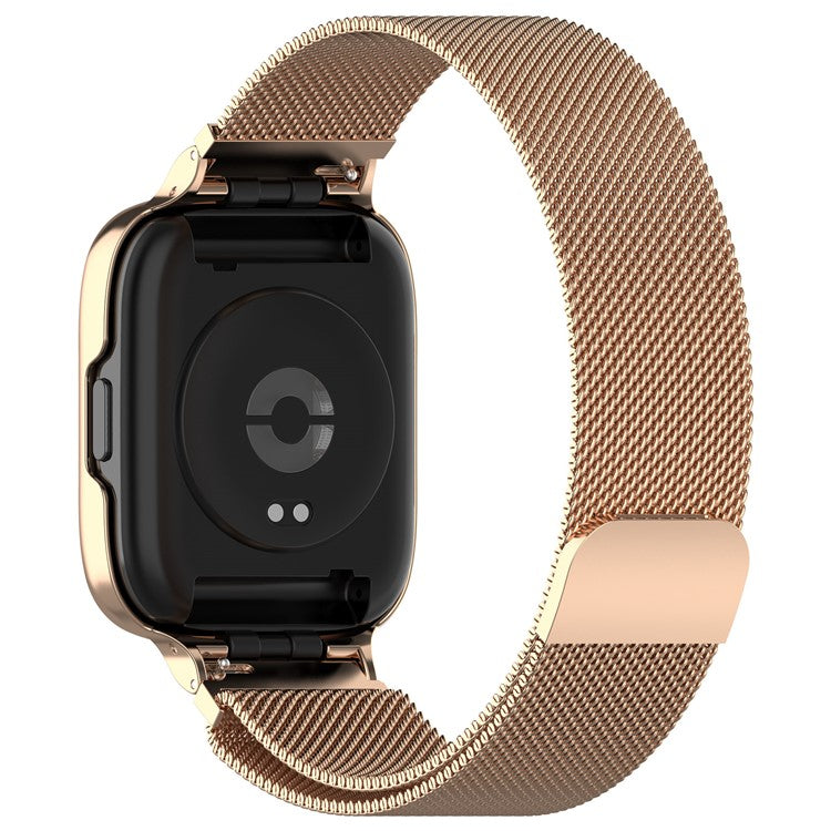 For Xiaomi Redmi Watch 3 Lite / Watch 3 Active Milanese Metal Watch Strap Band with Watch Case Frame - Rose Gold