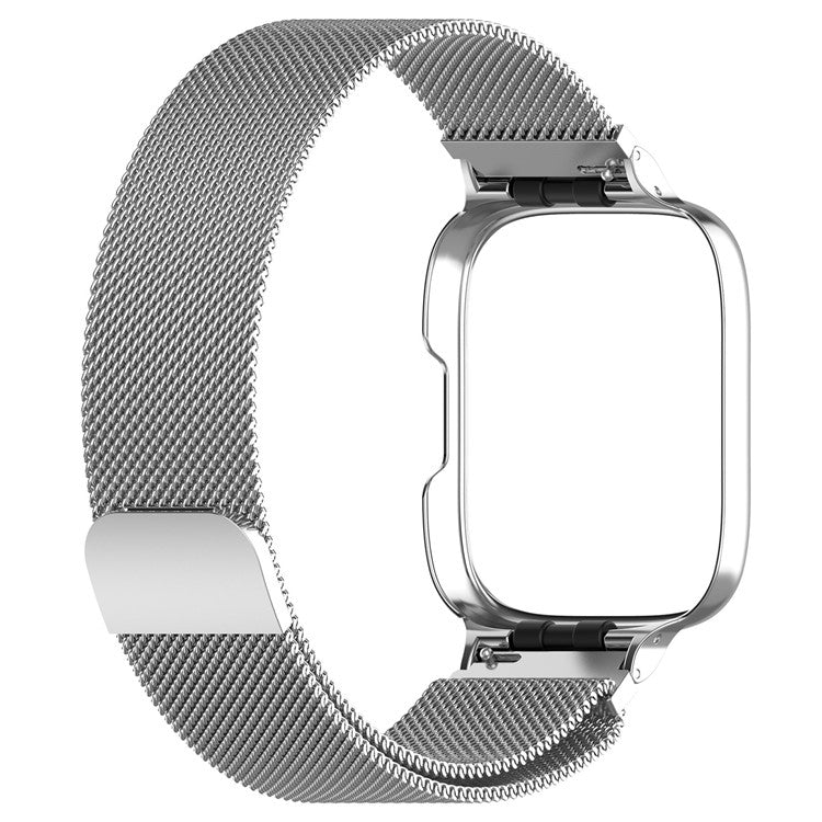 For Xiaomi Redmi Watch 3 Lite / Watch 3 Active Milanese Metal Watch Strap Band with Watch Case Frame - Silver