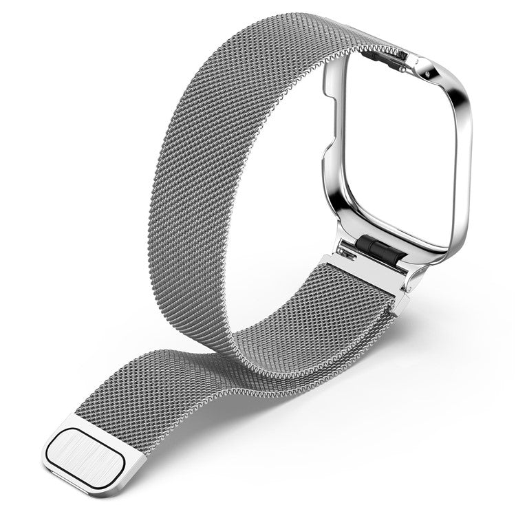 For Xiaomi Redmi Watch 3 Lite / Watch 3 Active Milanese Metal Watch Strap Band with Watch Case Frame - Silver