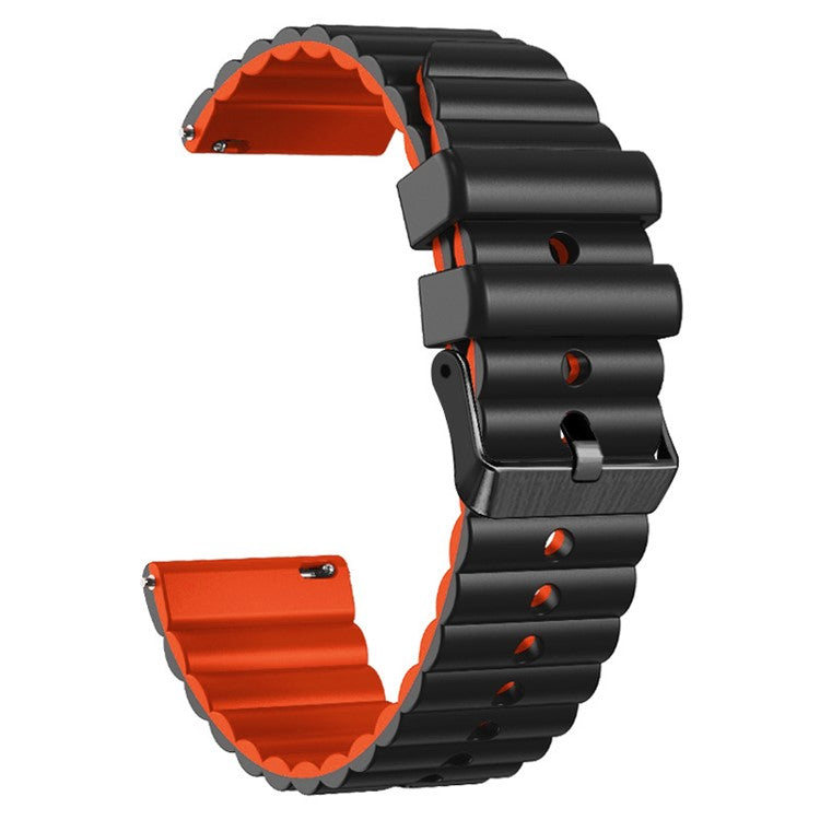Silicone Watch Band for Suunto Vertical / 9 Peak Pro / 5 Peak , Horizontal Stripes 22mm Dual-color Bracelet with Black Buckle - Black+Orange