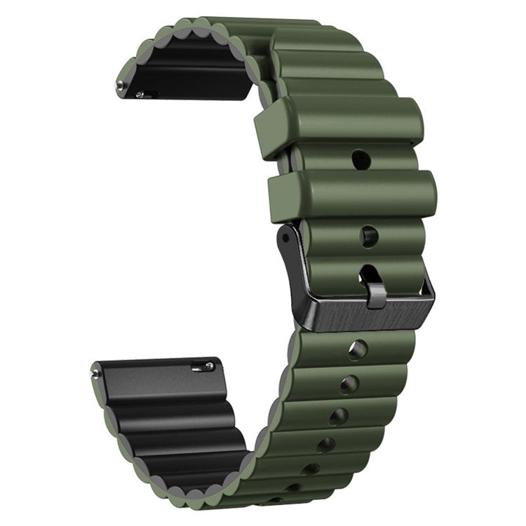 Silicone Watch Band for Suunto Vertical / 9 Peak Pro / 5 Peak , Horizontal Stripes 22mm Dual-color Bracelet with Black Buckle - Army Green+Black