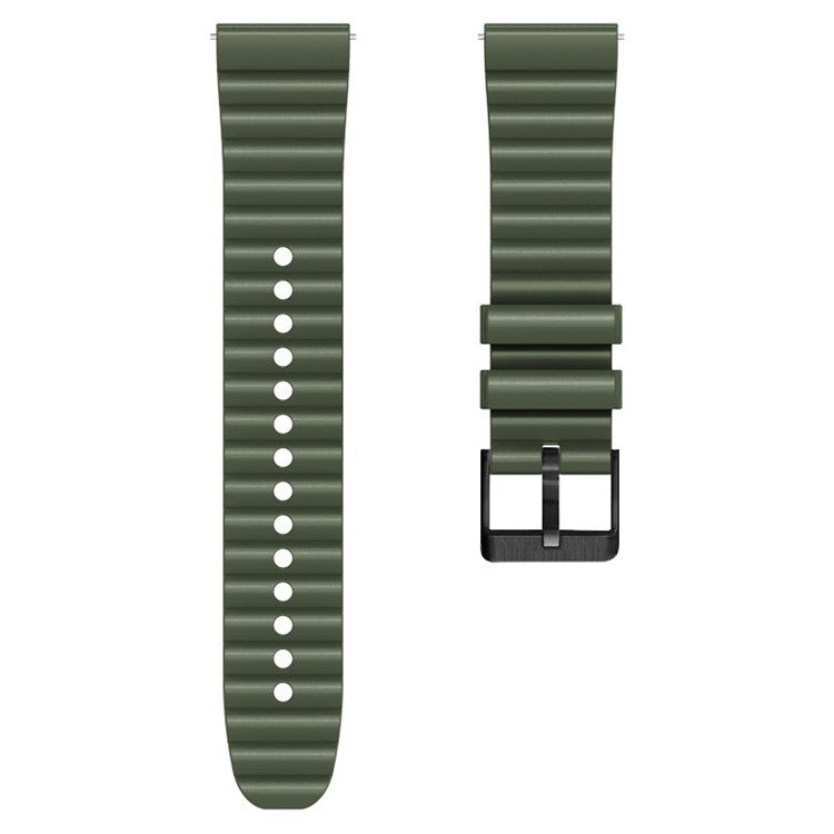 Silicone Watch Band for Suunto Vertical / 9 Peak Pro / 5 Peak , Horizontal Stripes 22mm Dual-color Bracelet with Black Buckle - Army Green+Black