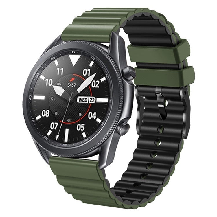 Silicone Watch Band for Suunto Vertical / 9 Peak Pro / 5 Peak , Horizontal Stripes 22mm Dual-color Bracelet with Black Buckle - Army Green+Black