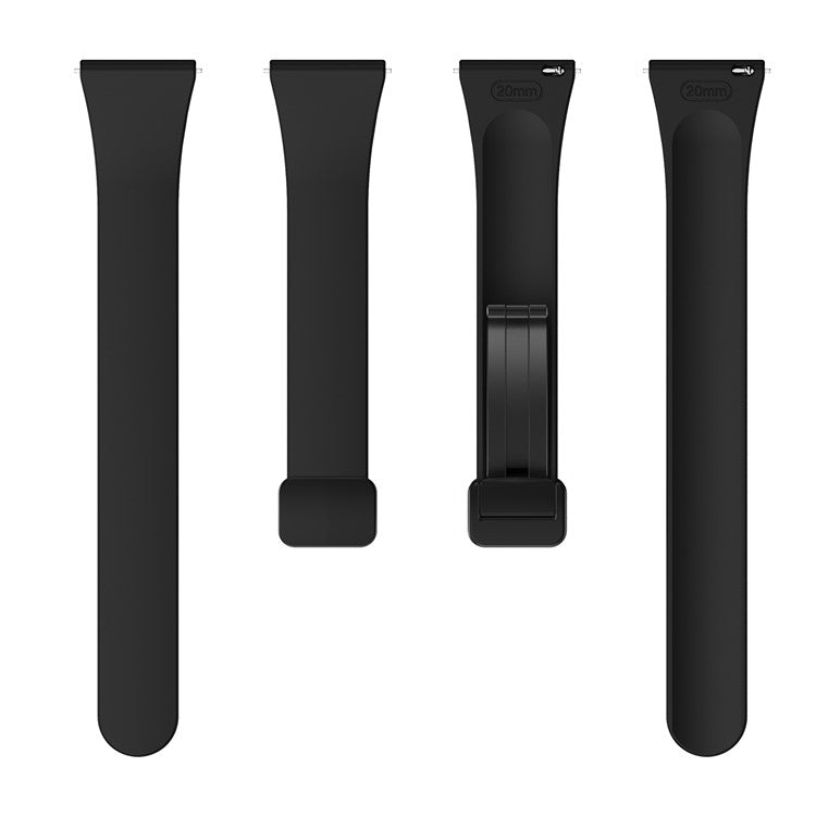 Silicone Bands for Samsung Galaxy Watch6 / Watch6 Classic / Watch 5 / Watch 5 Pro / Watch4 / Watch4 Classic Black Buckle 20mm Strap - Black