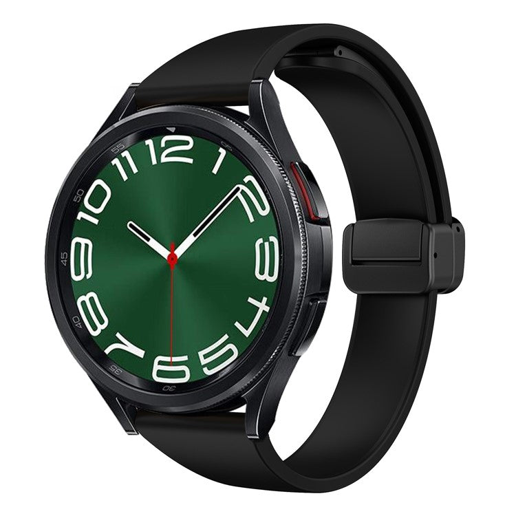 Silicone Bands for Samsung Galaxy Watch6 / Watch6 Classic / Watch 5 / Watch 5 Pro / Watch4 / Watch4 Classic Black Buckle 20mm Strap - Black