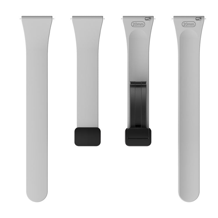 Silicone Bands for Samsung Galaxy Watch6 / Watch6 Classic / Watch 5 / Watch 5 Pro / Watch4 / Watch4 Classic Black Buckle 20mm Strap - Light Grey