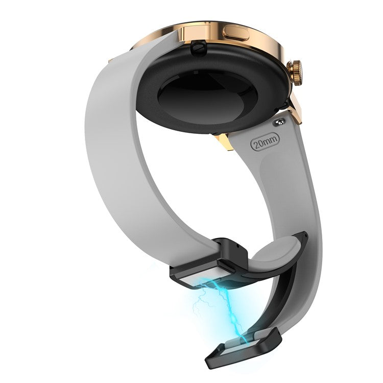 Silicone Bands for Samsung Galaxy Watch6 / Watch6 Classic / Watch 5 / Watch 5 Pro / Watch4 / Watch4 Classic Black Buckle 20mm Strap - Light Grey