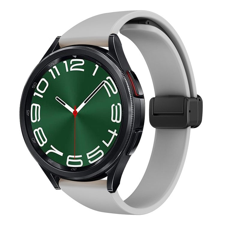 Silicone Bands for Samsung Galaxy Watch6 / Watch6 Classic / Watch 5 / Watch 5 Pro / Watch4 / Watch4 Classic Black Buckle 20mm Strap - Light Grey