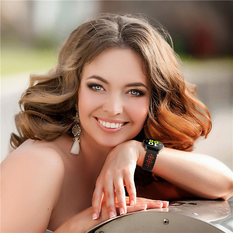 Watch Band for Samsung Galaxy Watch6 / Watch6 Classic / Watch 5 / Watch 5 Pro / Watch4 / Watch4 Classic 20mm Silicone Strap - Black+Red