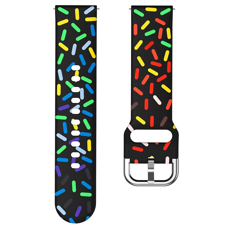 20mm Watch Band for Samsung Galaxy Watch6 / Watch6 Classic / Watch 5 / Watch 5 Pro / Watch4 / Watch4 Classic , Pattern Silicone Strap Wristband - Black Rainbow