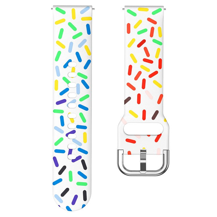 20mm Watch Band for Samsung Galaxy Watch6 / Watch6 Classic / Watch 5 / Watch 5 Pro / Watch4 / Watch4 Classic , Pattern Silicone Strap Wristband - White Rainbow