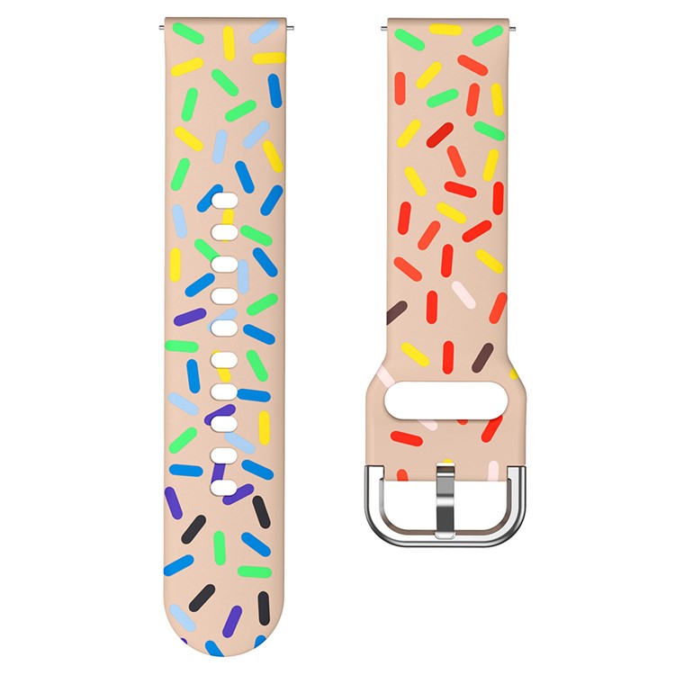 20mm Watch Band for Samsung Galaxy Watch6 / Watch6 Classic / Watch 5 / Watch 5 Pro / Watch4 / Watch4 Classic , Pattern Silicone Strap Wristband - Pink Rainbow