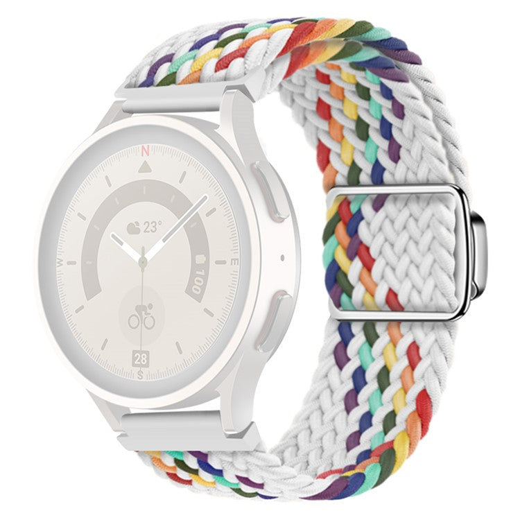 Nylon Watch Bands for Samsung Galaxy Watch6 / Watch6 Classic / Watch 5 / Watch 5 Pro / Watch4 20mm Wrist Strap - White Rainbow
