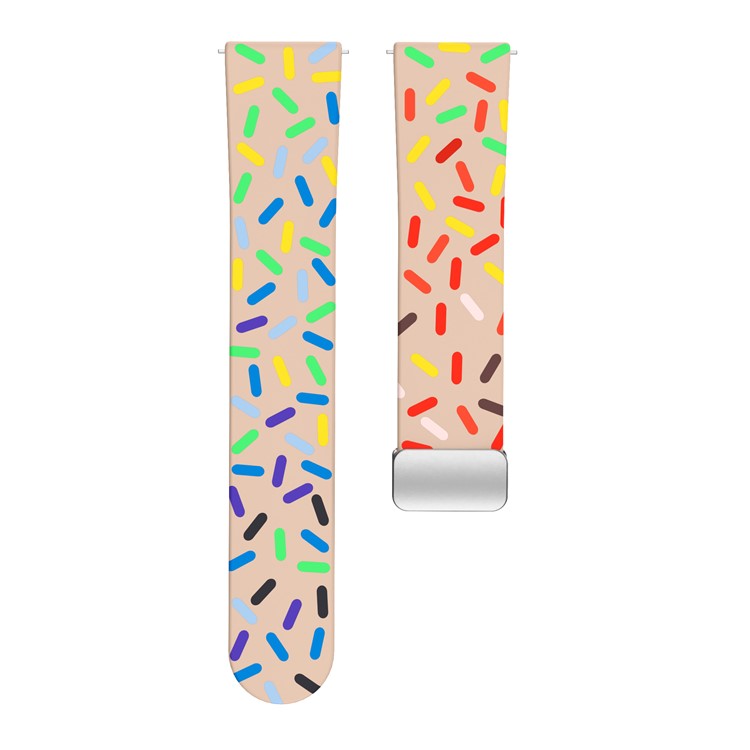 Silicone Bands for Samsung Galaxy Watch6 / Watch6 Classic / Watch 5 / Watch 5 Pro / Watch4 20mm Watch Strap with Silver Buckle - Pink Rainbow