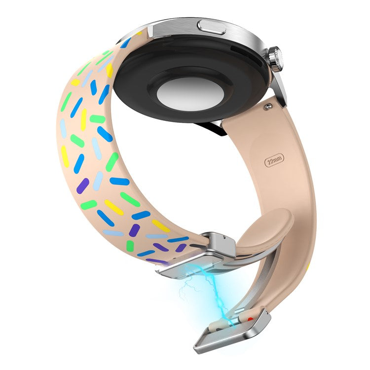 Silicone Bands for Samsung Galaxy Watch6 / Watch6 Classic / Watch 5 / Watch 5 Pro / Watch4 20mm Watch Strap with Silver Buckle - Pink Rainbow