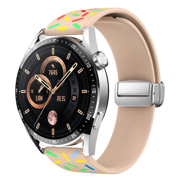 Silicone Bands for Samsung Galaxy Watch6 / Watch6 Classic / Watch 5 / Watch 5 Pro / Watch4 20mm Watch Strap with Silver Buckle - Pink Rainbow