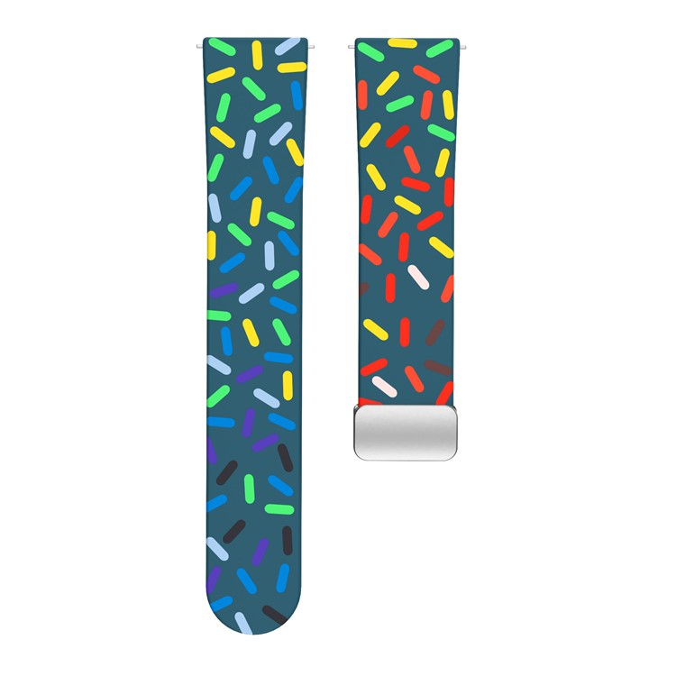 Silicone Band for Samsung Galaxy Watch6 / Watch6 Classic / Watch 5 / Watch 5 Pro / Watch4 20mm Watch Strap with Silver Buckle - Blackish Green Rainbow