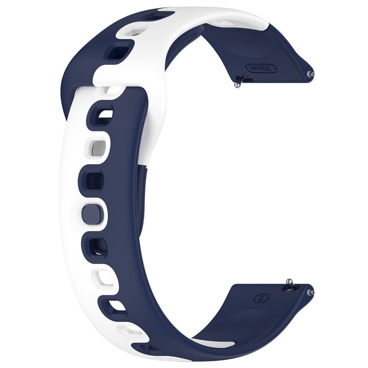 For Samsung Galaxy Watch6 / Watch6 Classic / Watch 5 / 5 Pro / Watch4 / Watch4 Classic Dual Color Watch Strap 20mm Silicone Watchband - Blue / White