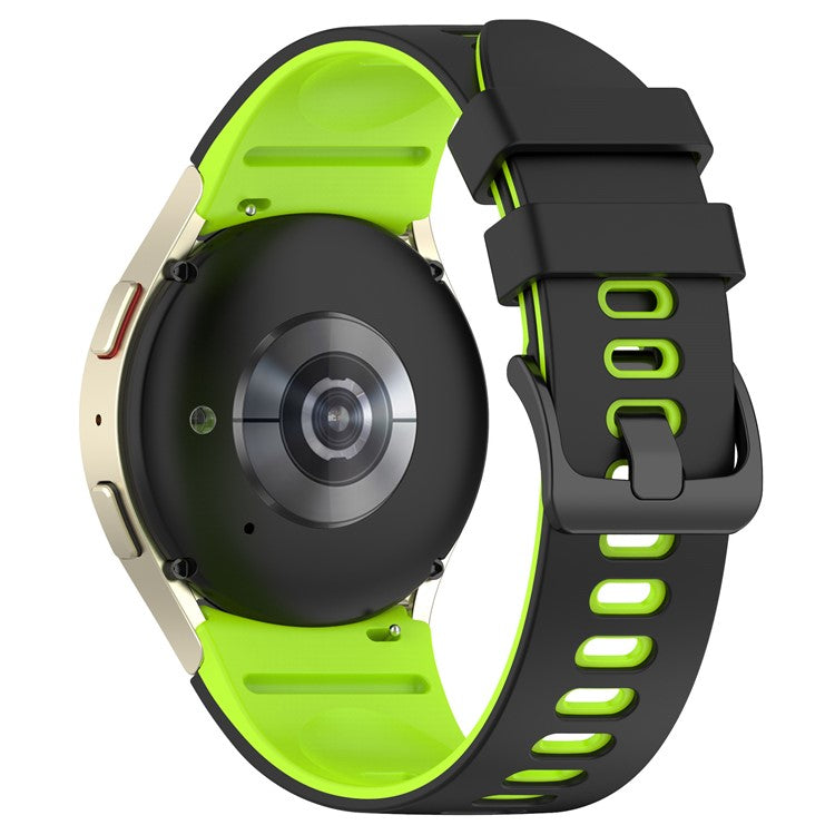 For Samsung Galaxy Watch FE 40mm / Watch6 40mm 44mm / Watch6 Classic 43mm 47mm Dual-Color Silicone Wrist Strap - Black+Lime