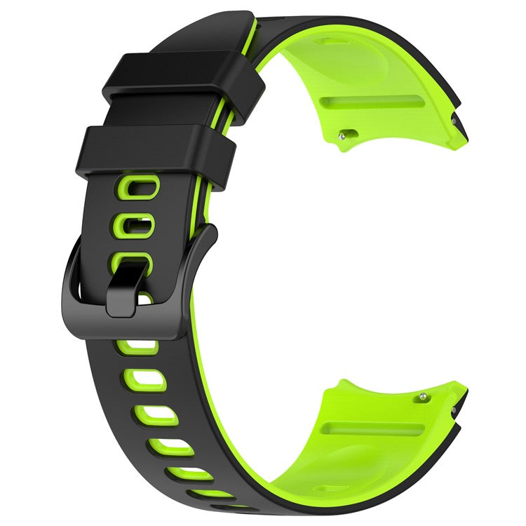 For Samsung Galaxy Watch FE 40mm / Watch6 40mm 44mm / Watch6 Classic 43mm 47mm Dual-Color Silicone Wrist Strap - Black+Lime