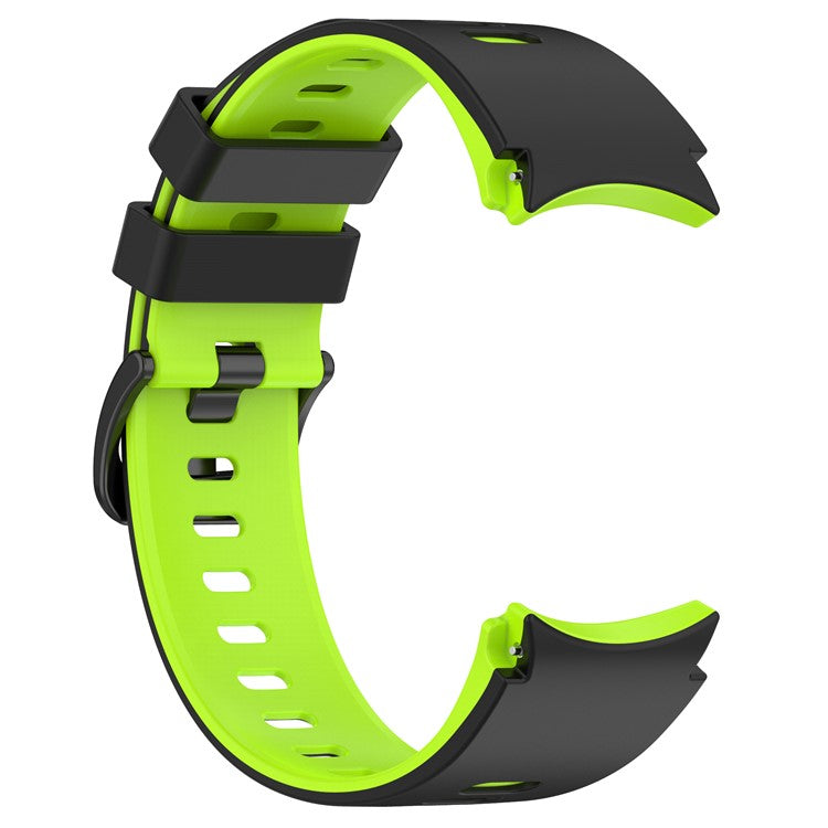 For Samsung Galaxy Watch FE 40mm / Watch6 40mm 44mm / Watch6 Classic 43mm 47mm Dual-Color Silicone Wrist Strap - Black+Lime