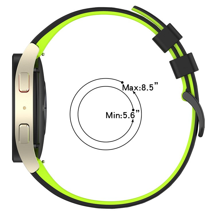 For Samsung Galaxy Watch FE 40mm / Watch6 40mm 44mm / Watch6 Classic 43mm 47mm Dual-Color Silicone Wrist Strap - Black+Lime