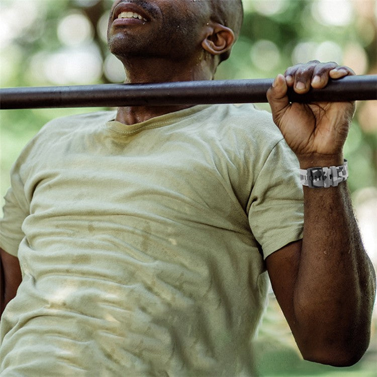 Silicone Watch Band for Garmin Fenix 7X / 6X , Camouflage Pattern 26mm Quick Release Casual Strap - Camouflage Cyan