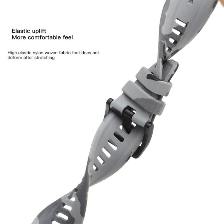 Camouflage Pattern Printed Watch Band for Garmin Fenix 7 / 6 , 22mm Silicone Quick Release Strap - Camouflage Red