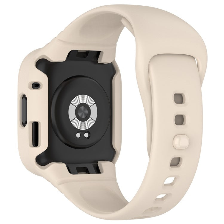For Xiaomi Redmi Watch 3 Replacement Wrist Band Integrated Silicone Strap Watch Protective Case - Ivory White